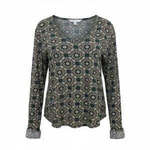 BDG  Medium Weight Long Sleeve Shirt w Stretch Green/Gray/Gold